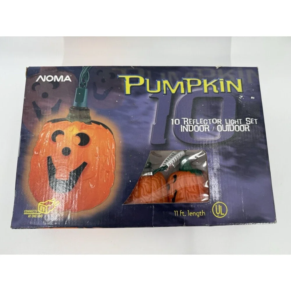 NEW Noma Halloween Fall Lighting Indoor/Outdoor Pumpkin 11FT String Light Set